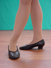 Black leather character cuban heel